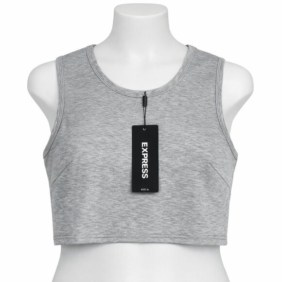 Express Tops - Express Crop Tank Top Women XL Gray Sleeveless Stretch NWT